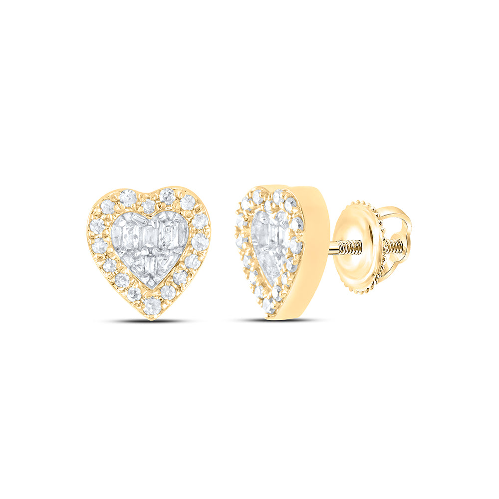 10Kt Gold 1/6Ctw-Dia P1 Gift Heart Baguette Earring