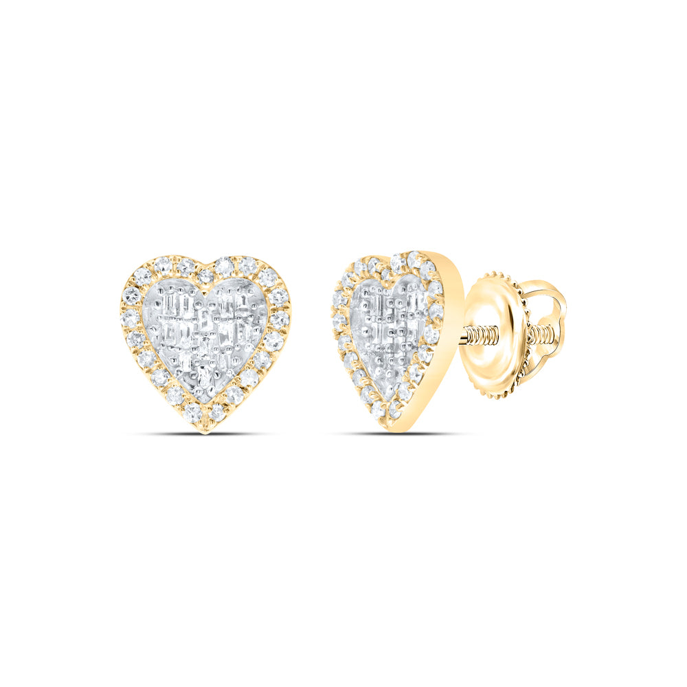 10Kt Gold 1/2Ctw-Dia P1 Gift Heart Baguette Earring