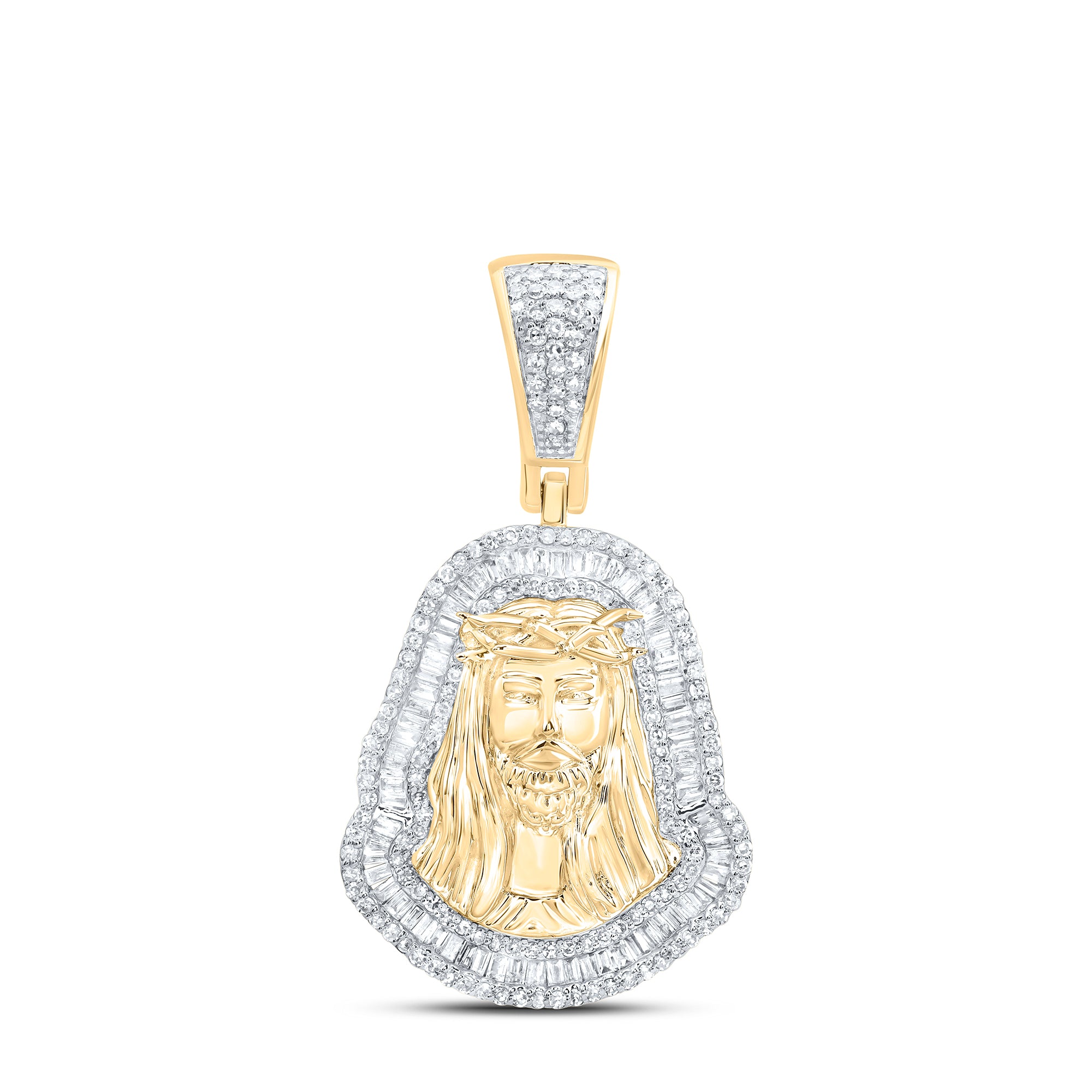 10Kt Gold 7/8Ctw-Dia Nk Jesus Mens Charm