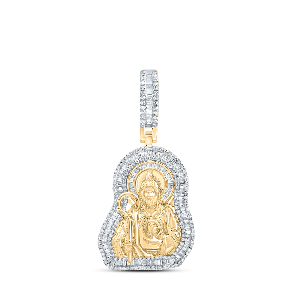 10Kt Gold 1 1/4Ctw-Dia Nk St. Jude Mens Charm