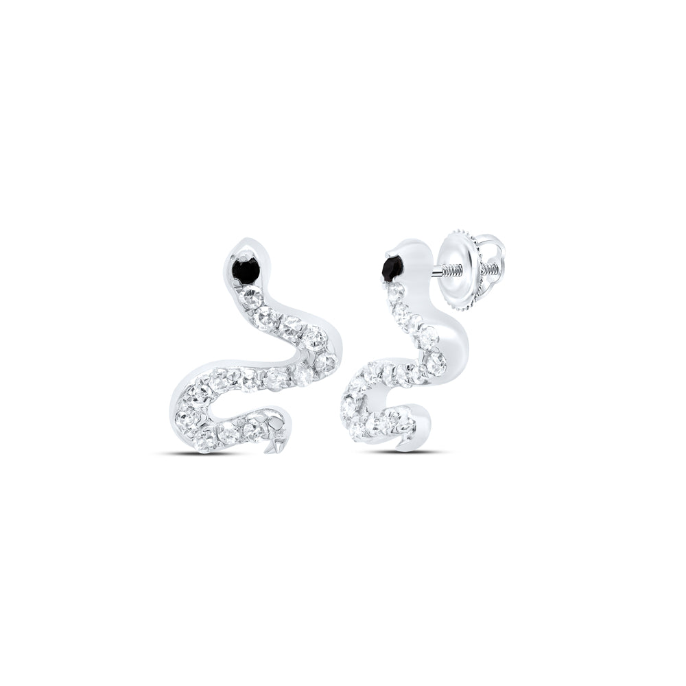 10Kt Gold 1/6Ctw-Dia P1 Gift Rd-Black Diamond Snake Earring