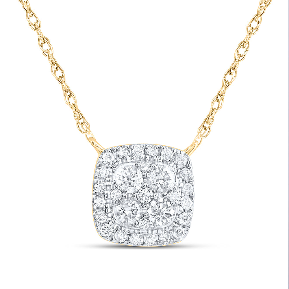 14Kt Gold 1/3Ctw-Diamond Fashion Cushion Necklace (18 Inch)