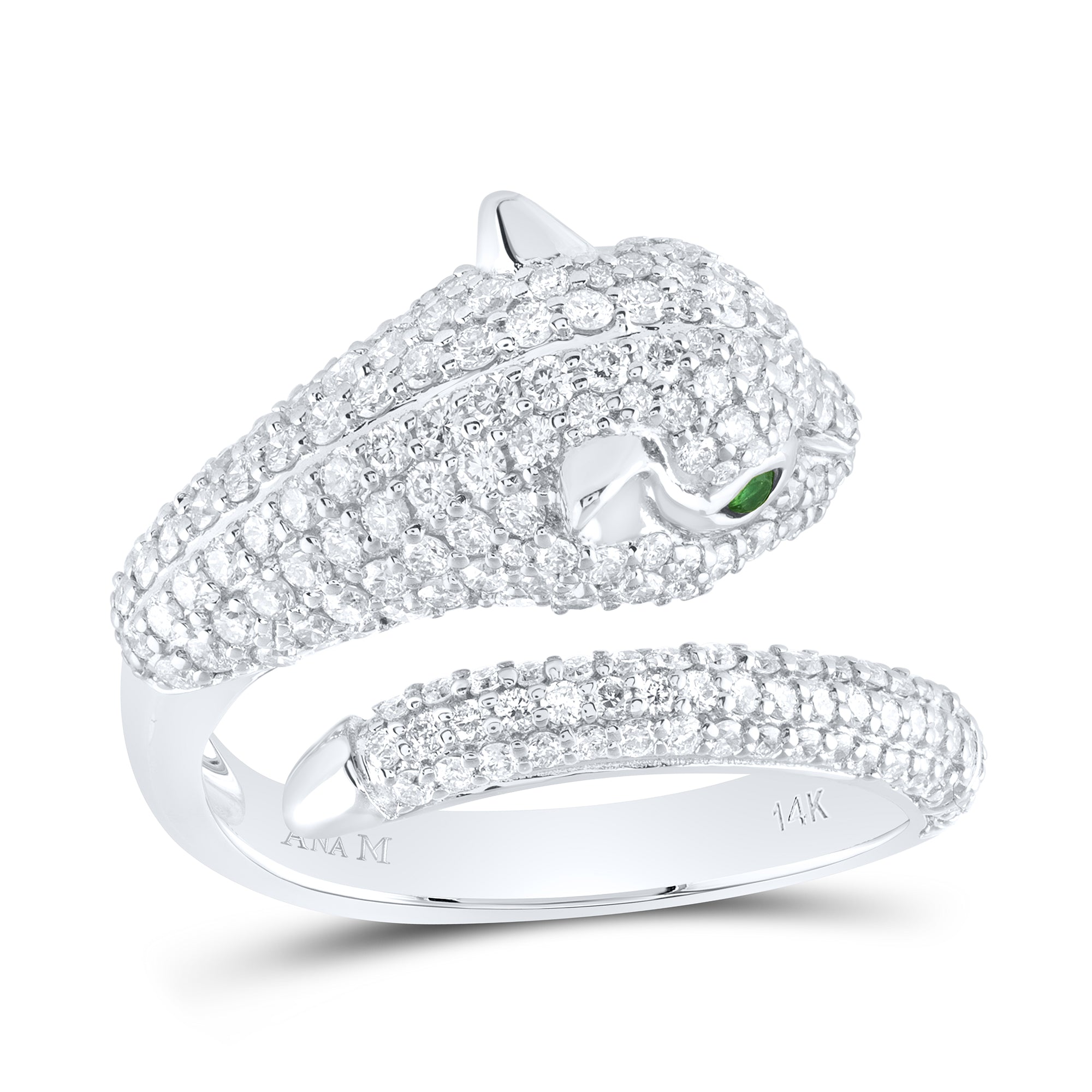 1 1/3Ctw-Dia Ana M 0.04Ctw Em-Rd Nat Gem Ladies Leopard Ring (5.91 grams)