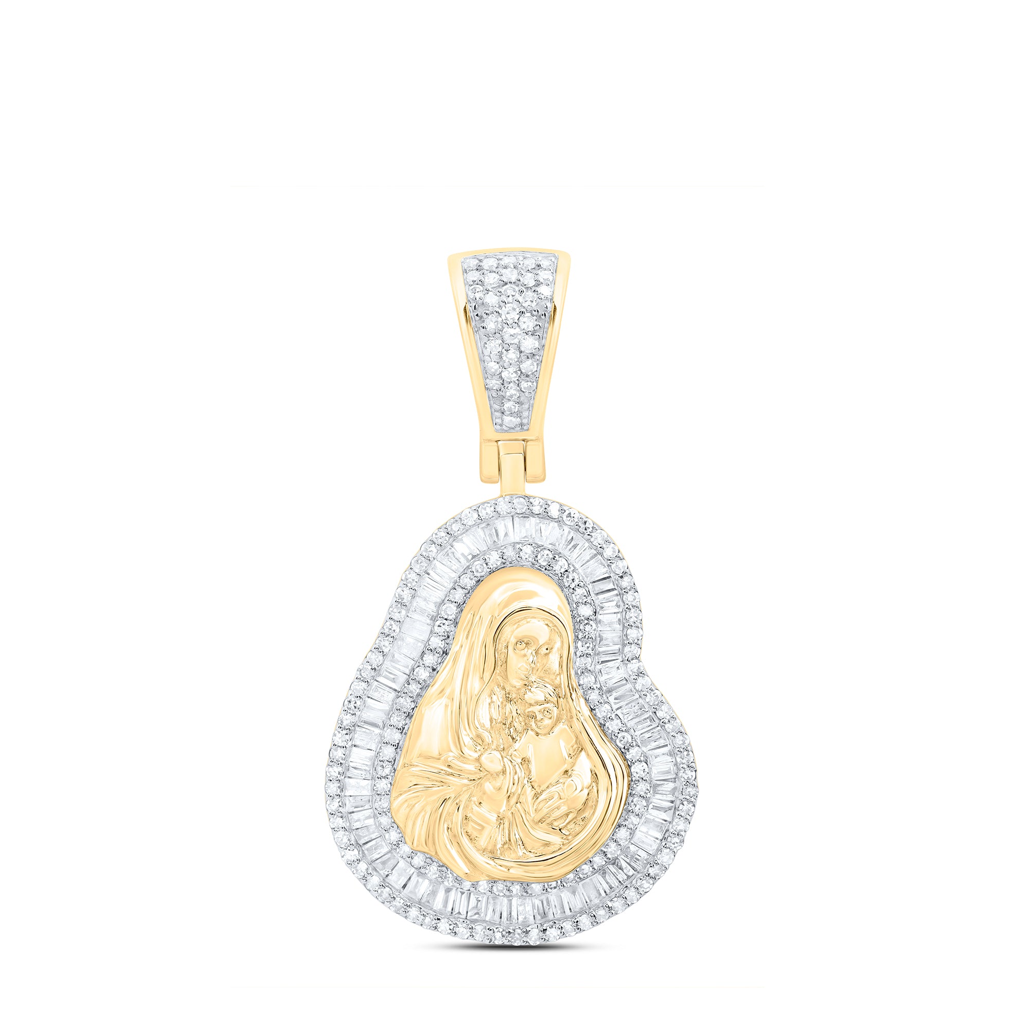 10Kt Gold 7/8Ctw-Dia Nk Mother Mary Mens Charm