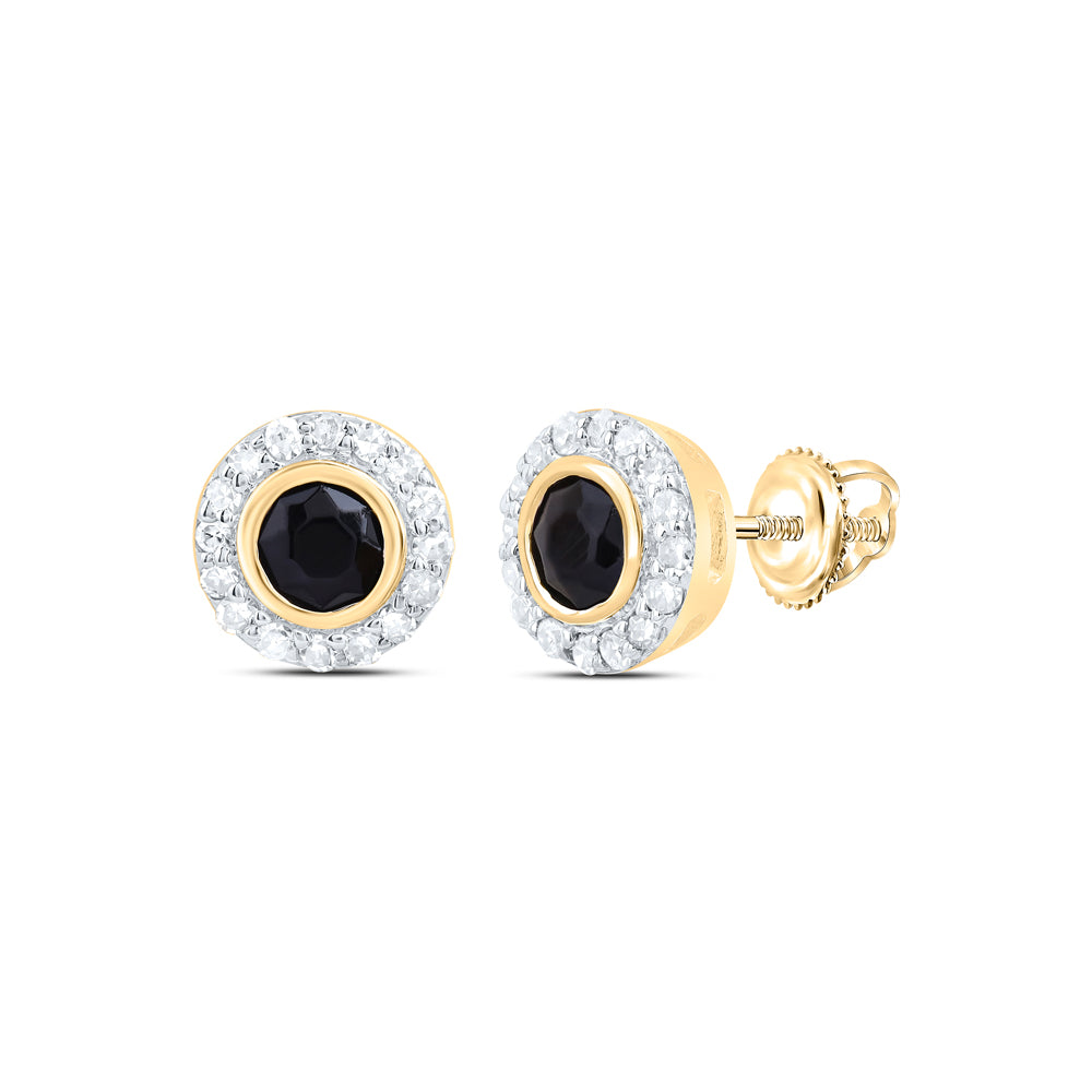 10Kt Gold 1/10Ctw-Dia Nk 2.8 Mm Round Onyx Black Earring