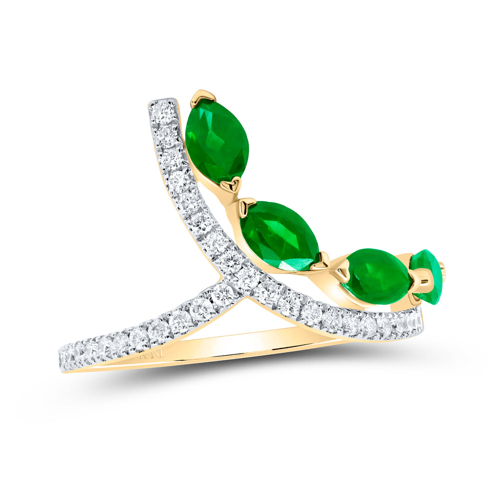 1/4Ctw-Dia Ana M 1Ctw-Mq-Em Nat Gem Fashion Ring (2 grams)