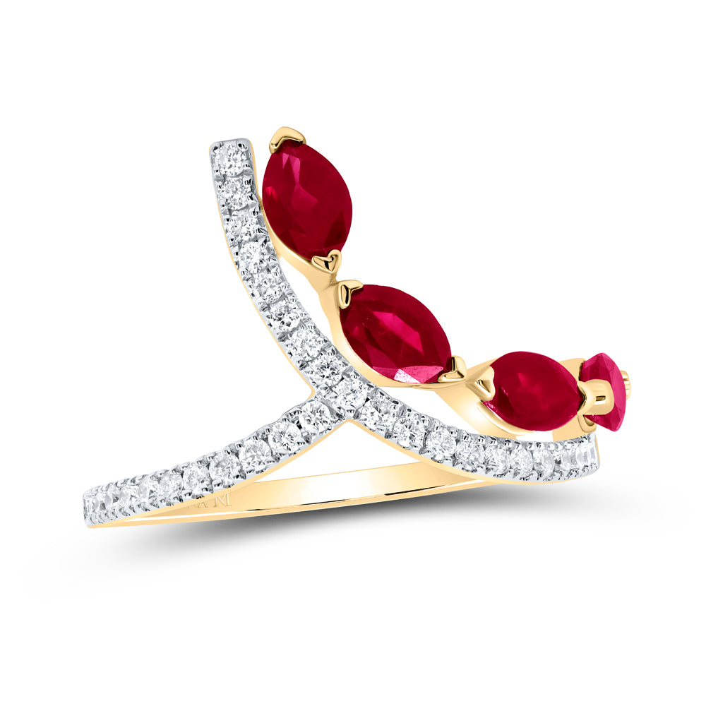 1/4Ctw-Dia Ana M 1Ctw-Mq-Ru Nat Gem Fashion Ring (1.99 grams)