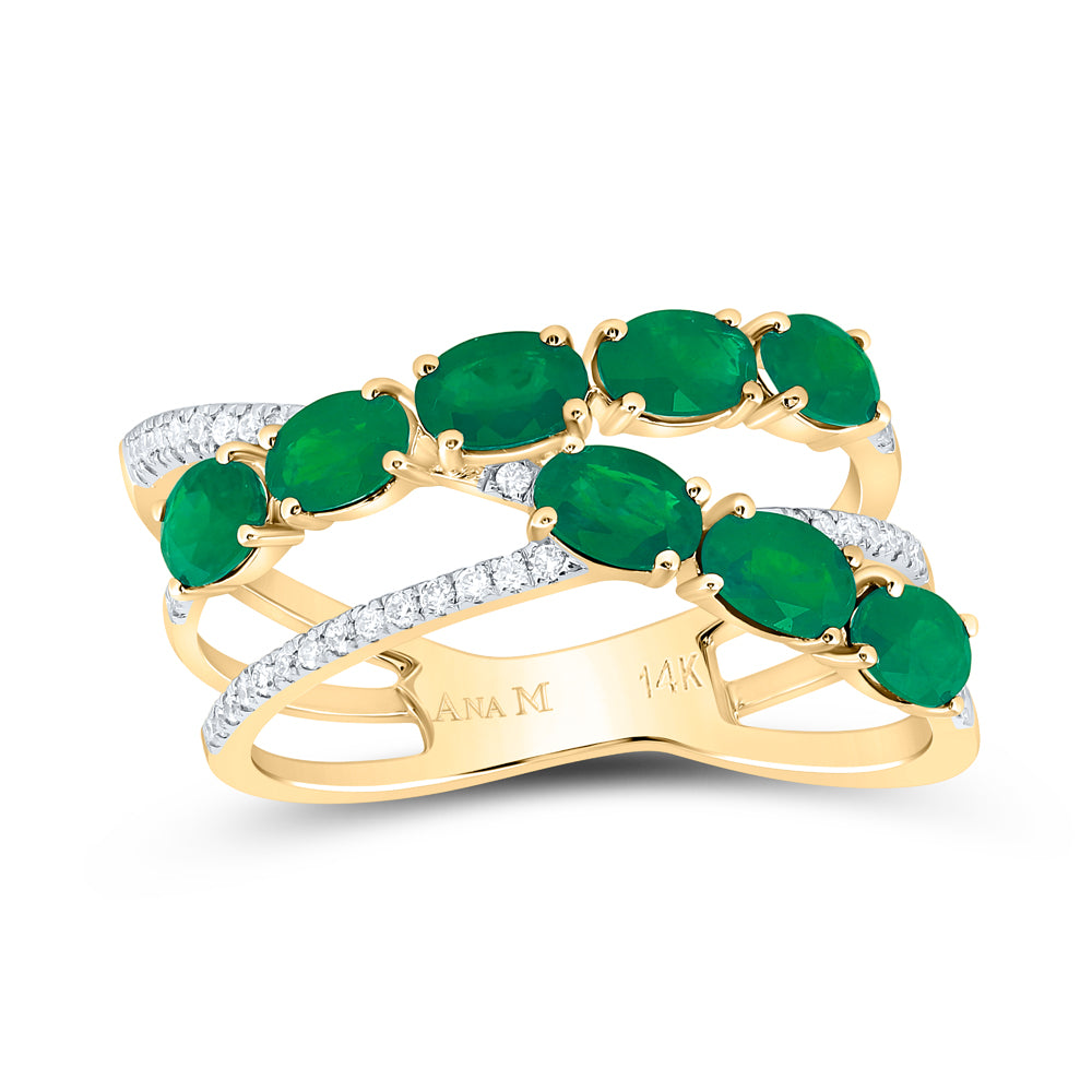 1/6Ctw-Dia Ana M 1 5/8Ctw-Ov-Em Nat Gem Fashion Ring (2.84 grams)