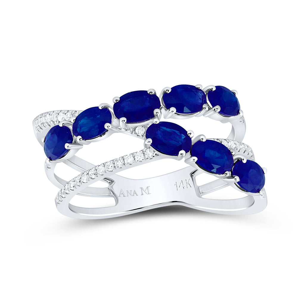 1/6Ctw-Dia Ana M 1 5/8Ctw-Ov-Bs Nat Gem Fashion Ring (3.04 grams)