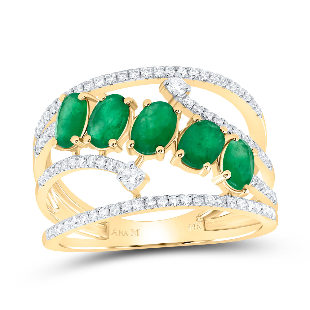 1/3Ctw-Dia Ana M 1 1/2Ctw-Ov-Em Nat Gem Fashion Ring (3.7 grams)