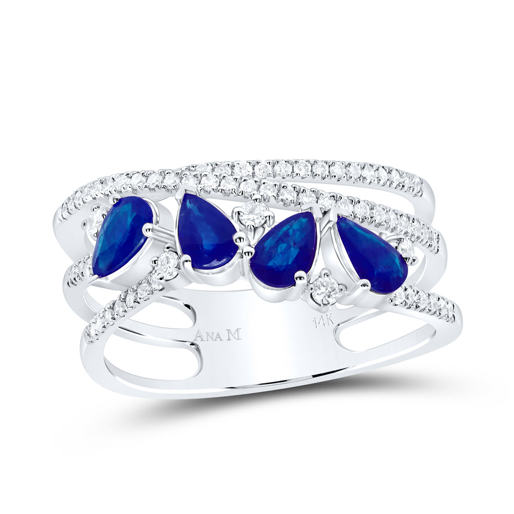 1/3Ctw-Dia Ana M 1Ctw-Ps-Bs Nat Gem Fashion Ring (3.69 grams)