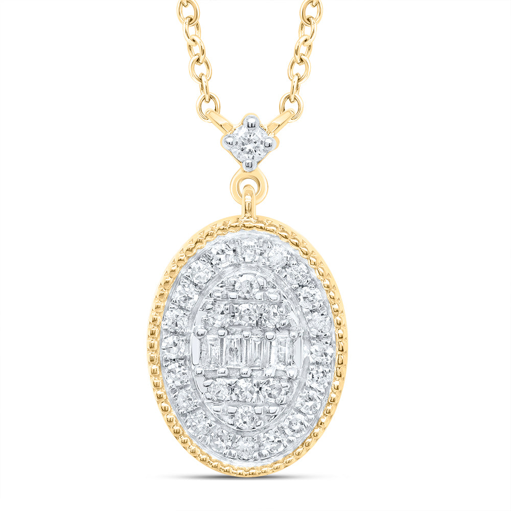 10Kt Gold 1/5Ctw-Diamond Gift Oval Necklace (18 Inch)