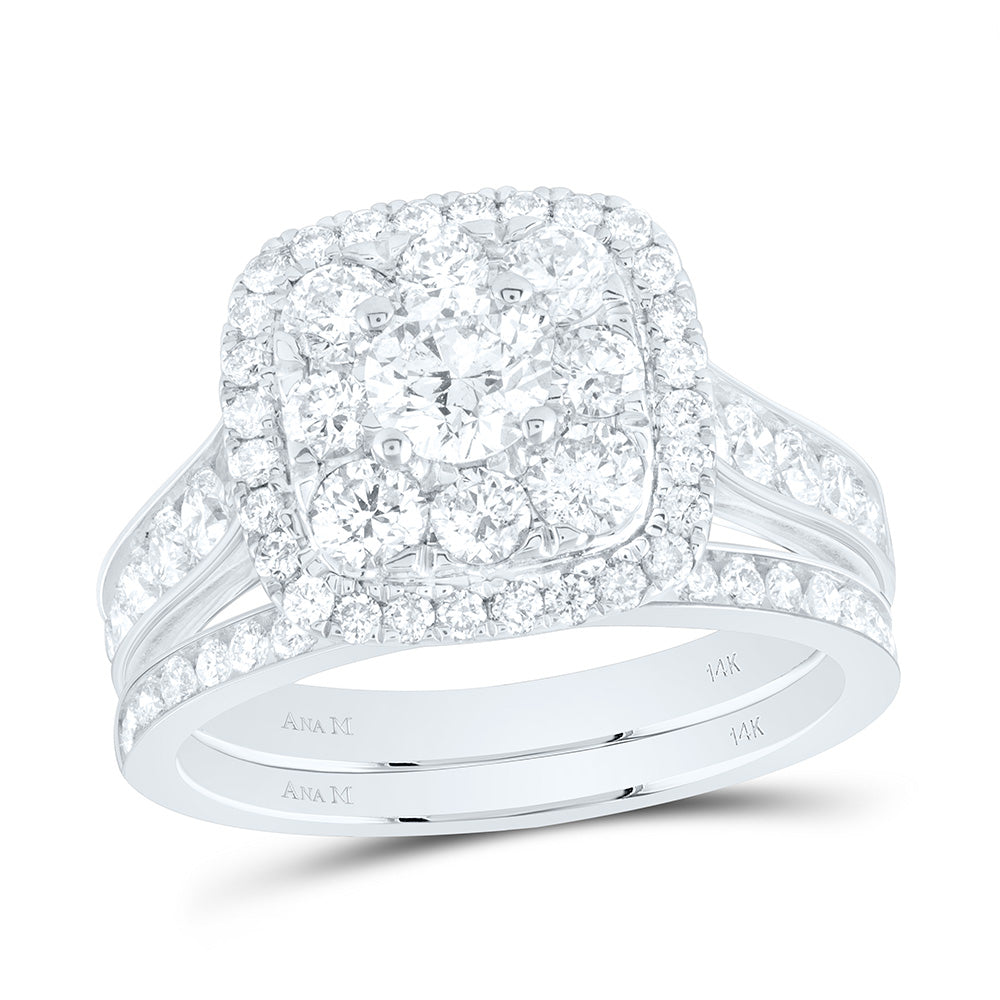 2Ctw-Nat Dia Ana M 3/8Ctw-Crd Double Halo Bridal Set (5.84 grams)
