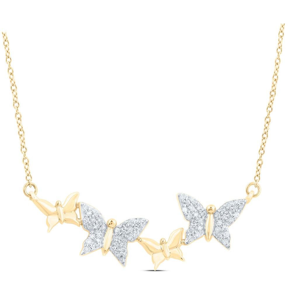 10Kt Gold 1/4 Ctw-Diamond Fashion Butterfly Necklace(18 Inch)