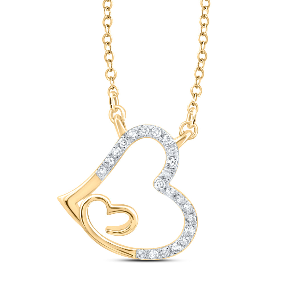 10Kt Gold 1/10 Ctw-Dia Cn Fashion Heart Necklace(18 Inch)