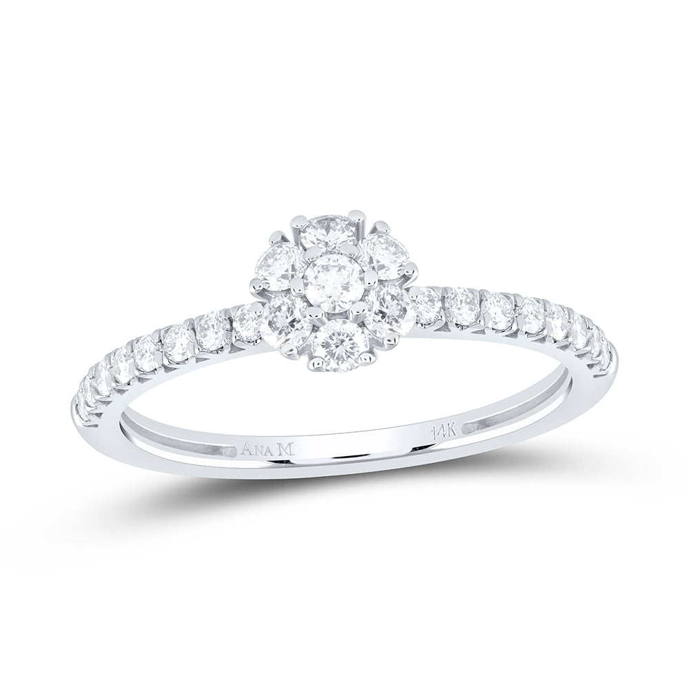 1/2Ctw-Nat Dia Ana M Flower Fashion Ring (2.25 grams)