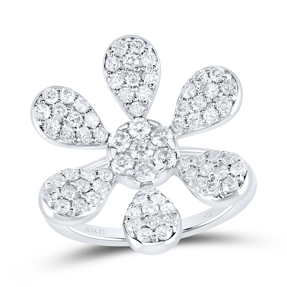 1 1/4Ctw-Nat Dia Ana M Flower Fashion Ring (3.73 grams)