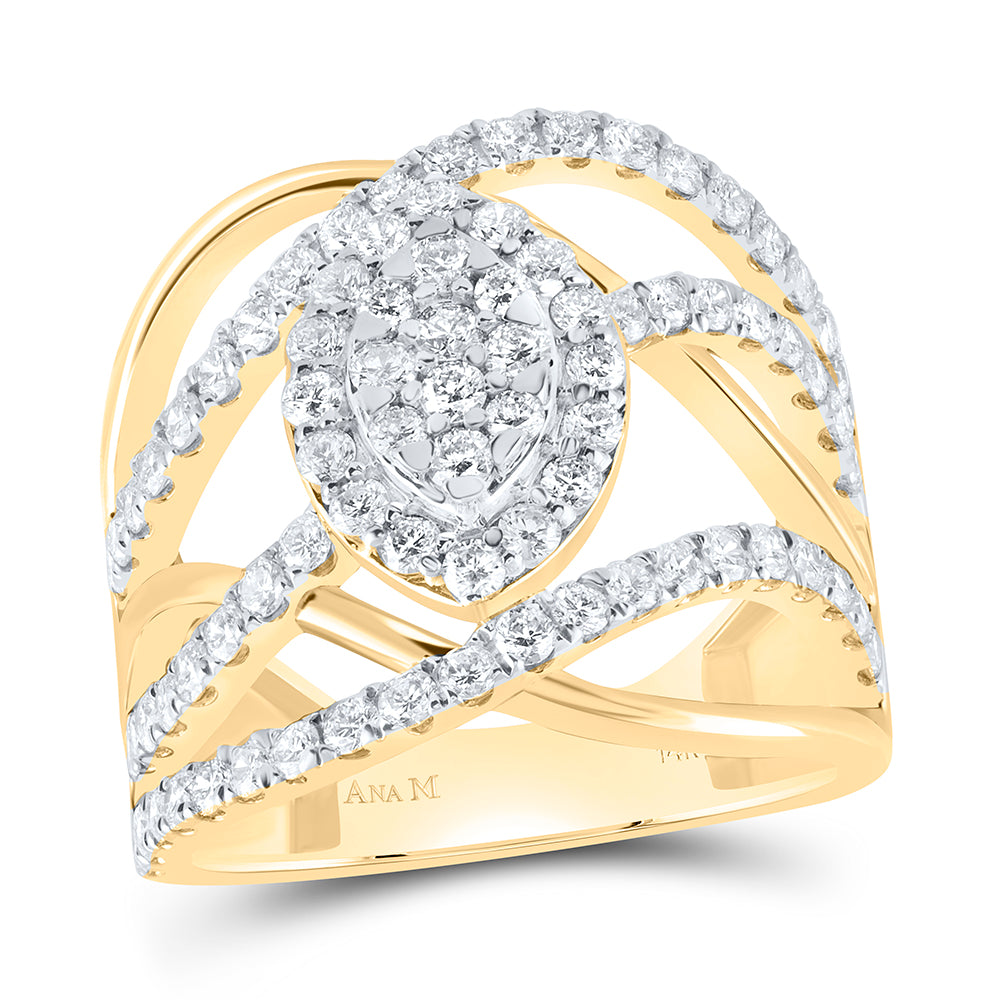 1 1/2Ctw-Nat Dia Ana M Fashion Ring (6.88 grams)