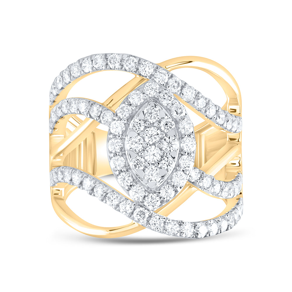 1 1/2Ctw-Nat Dia Ana M Fashion Ring (6.88 grams)