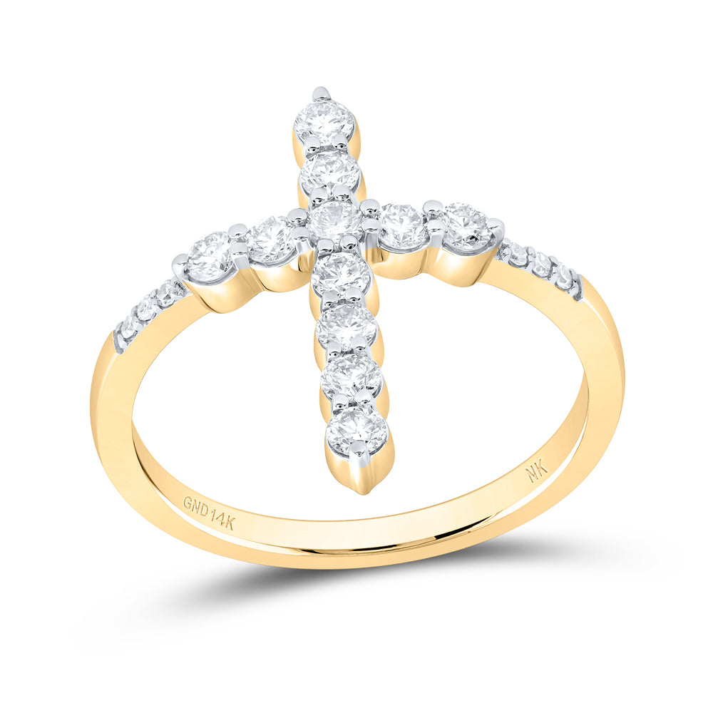 5/8Ctw-Nat Dia Nk Fashion Cross Ring (2.5 grams)