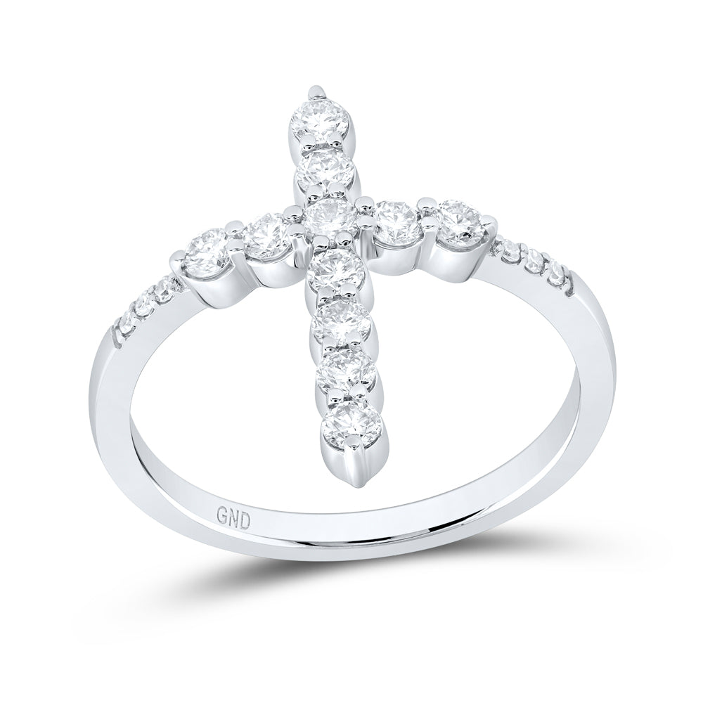5/8Ctw-Nat Dia Cn Fashion Cross Ring (2.55 grams)