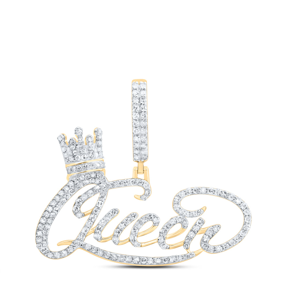 10Kt Gold 1Ctw-Dia Nk Queen" Crown Mens Charm"