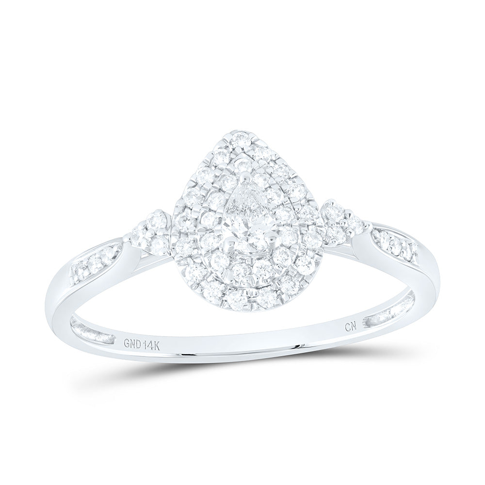 1/4Ctw-Nat Dia Cn Pear Double Halo Engagement Ring