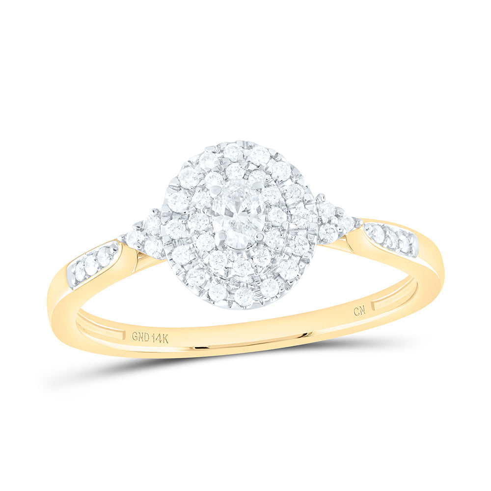 1/4Ctw-Nat Dia Cn Oval Double Halo Engagement Ring