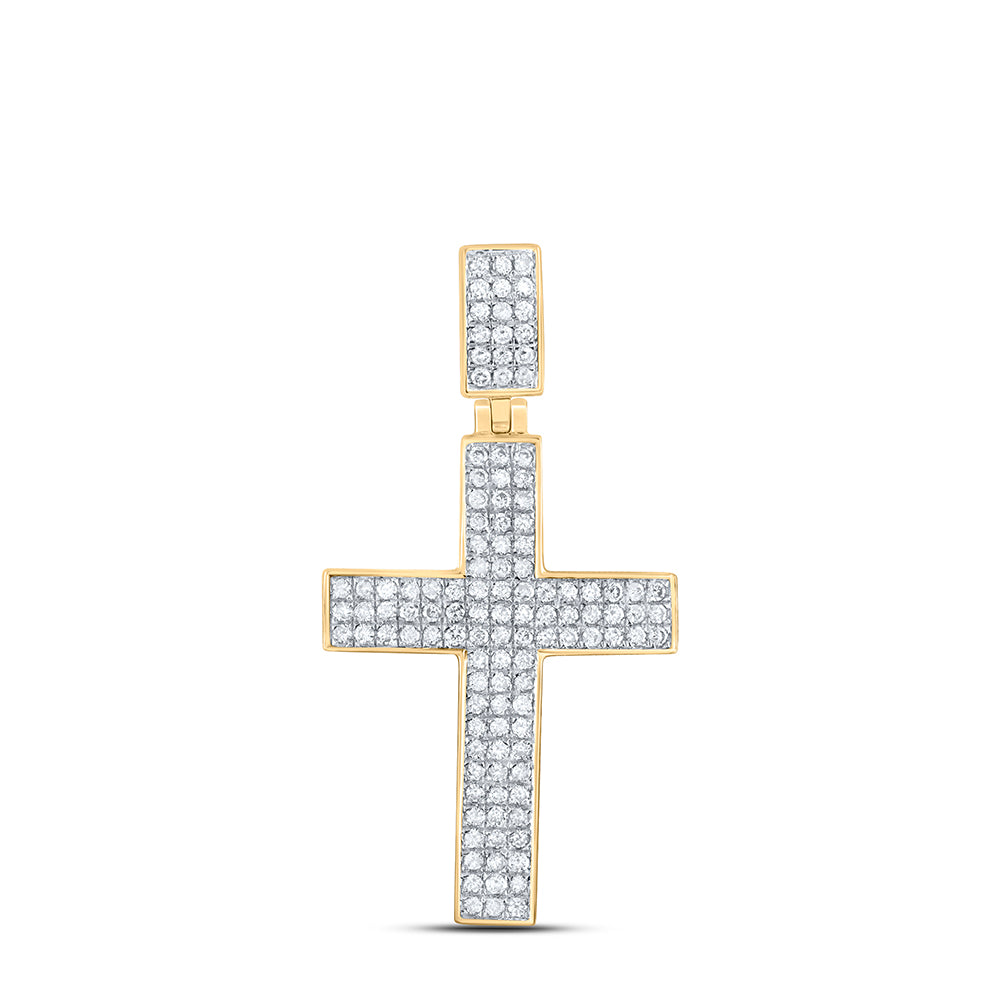 10Kt Gold 1/2Ctw-Dia Cn Cross Mens Charm