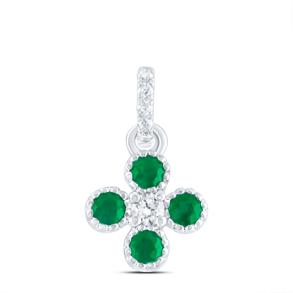 1/20Ctw-Dia Ana M 1/6Ctw Rd-Em Nat Gem Clover Pendant (0.69 grams)