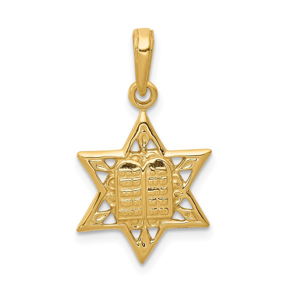 14k Yellow Gold 15 mm Star of David w/Tablets in Center Pendant