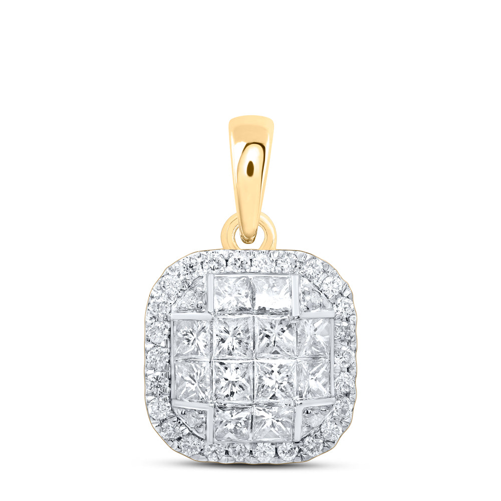 14Kt Gold 7/8Ctw-Dia Cn Fashion Cushion Pendant