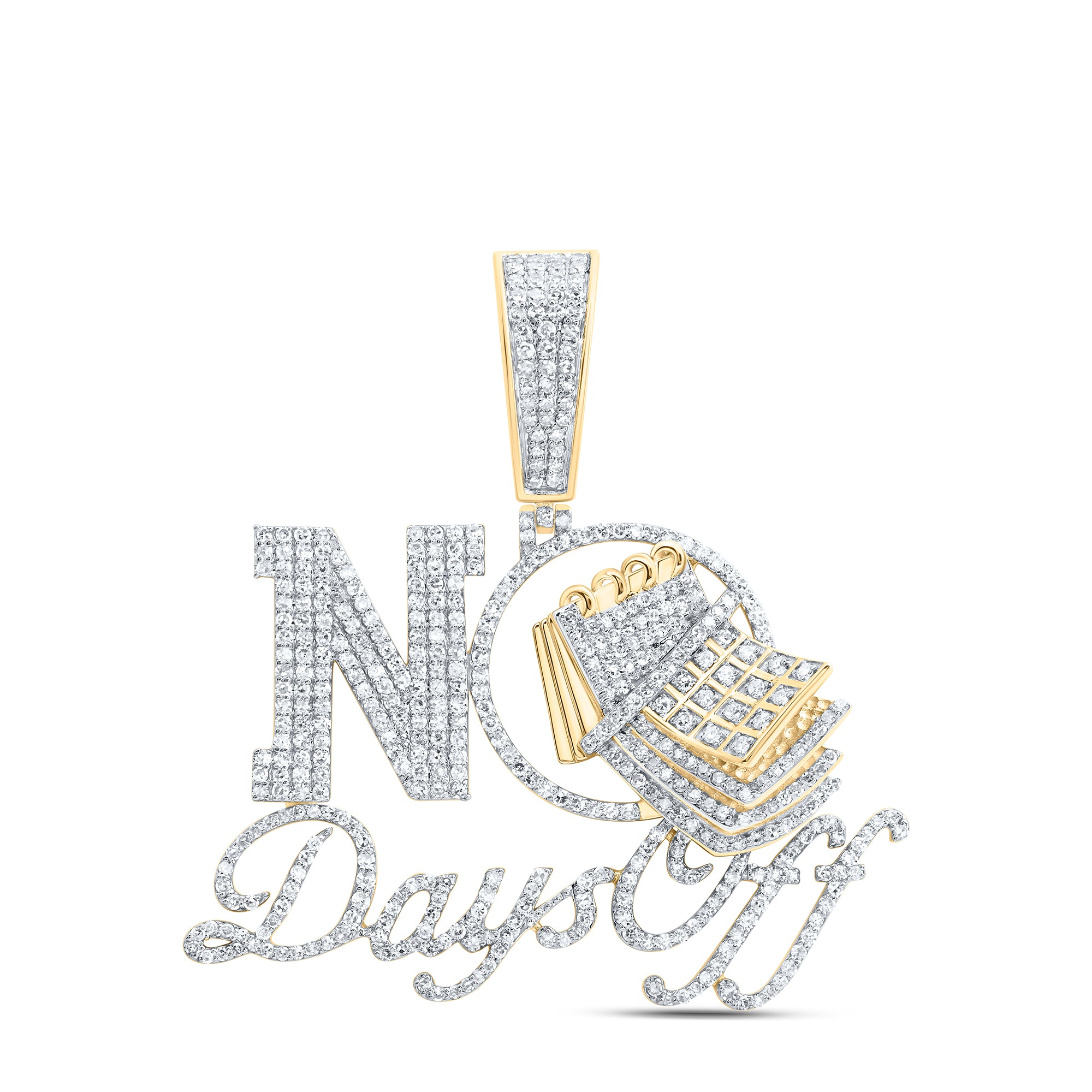 10Kt Gold 1 3/4Ctw-Dia Nk No Days Off" Mens Charm"