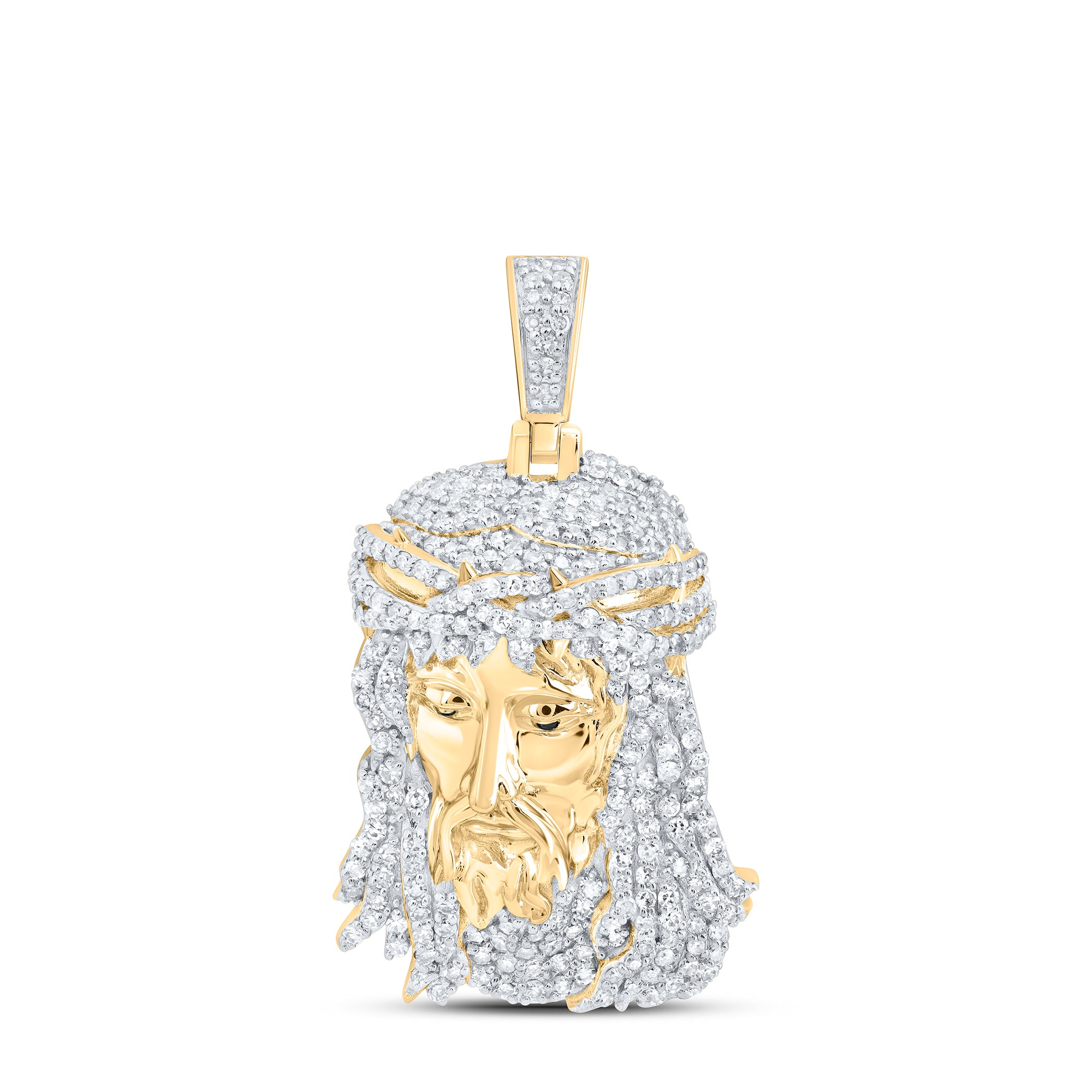 10Kt Gold 1 1/5Ctw-Dia Nk Jesus Face Mens Charm