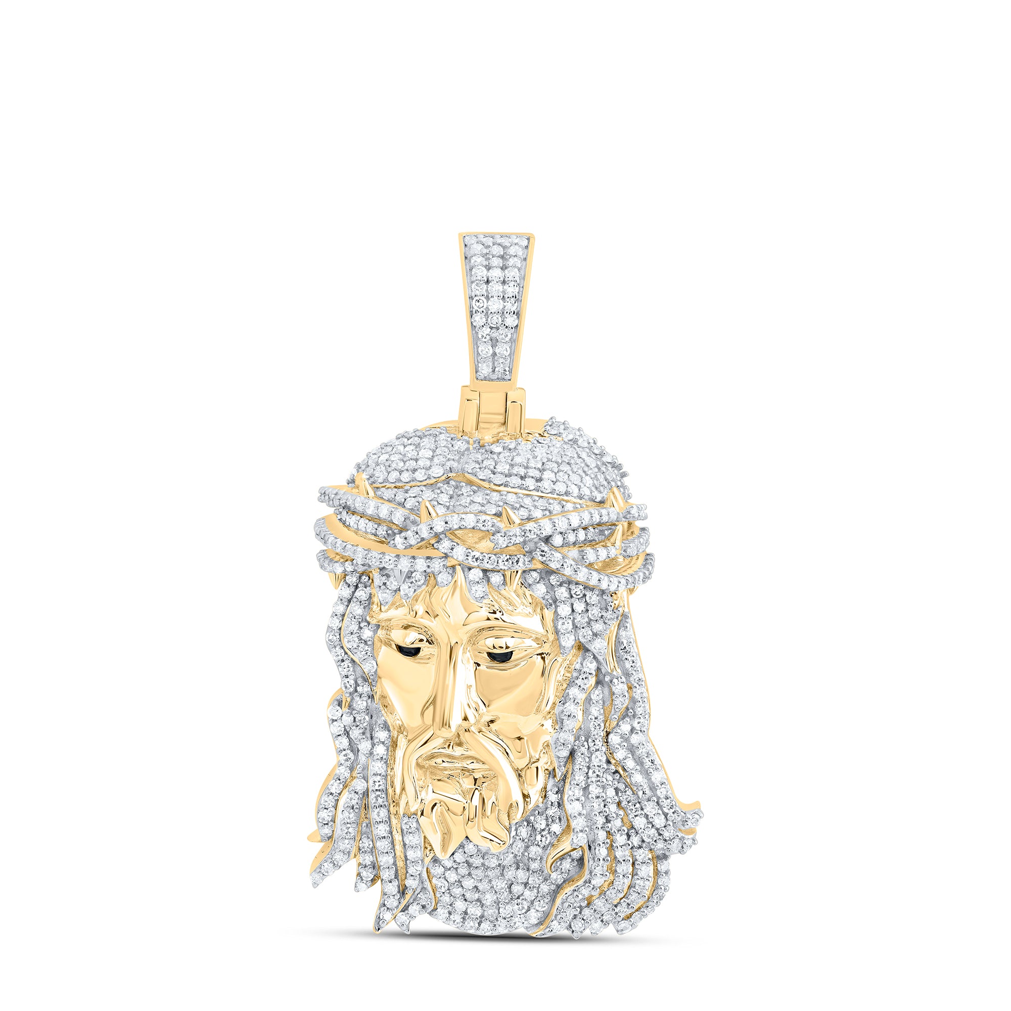 10Kt Gold 2 1/3Ctw-Dia Nk Jesus Face Mens Charm