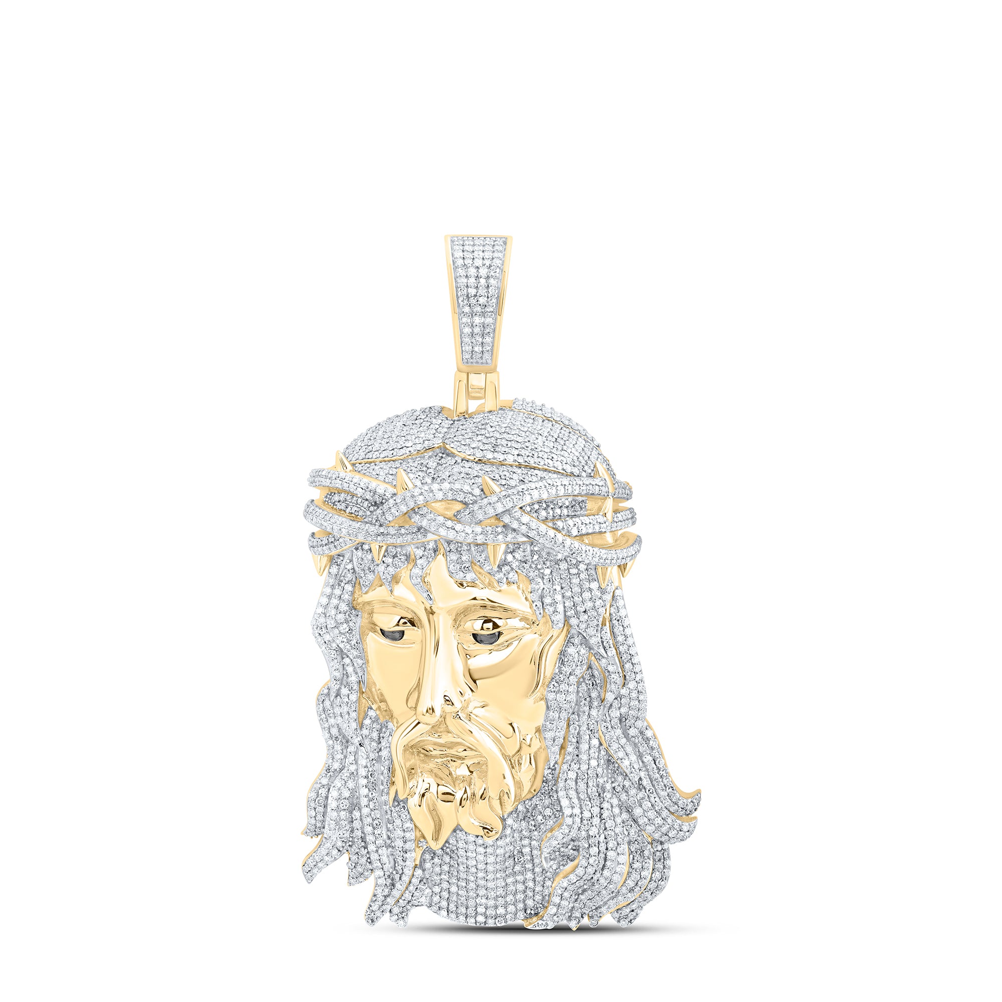 10Kt Gold 7 1/4Ctw-Dia Nk Jesus Face Mens Charm