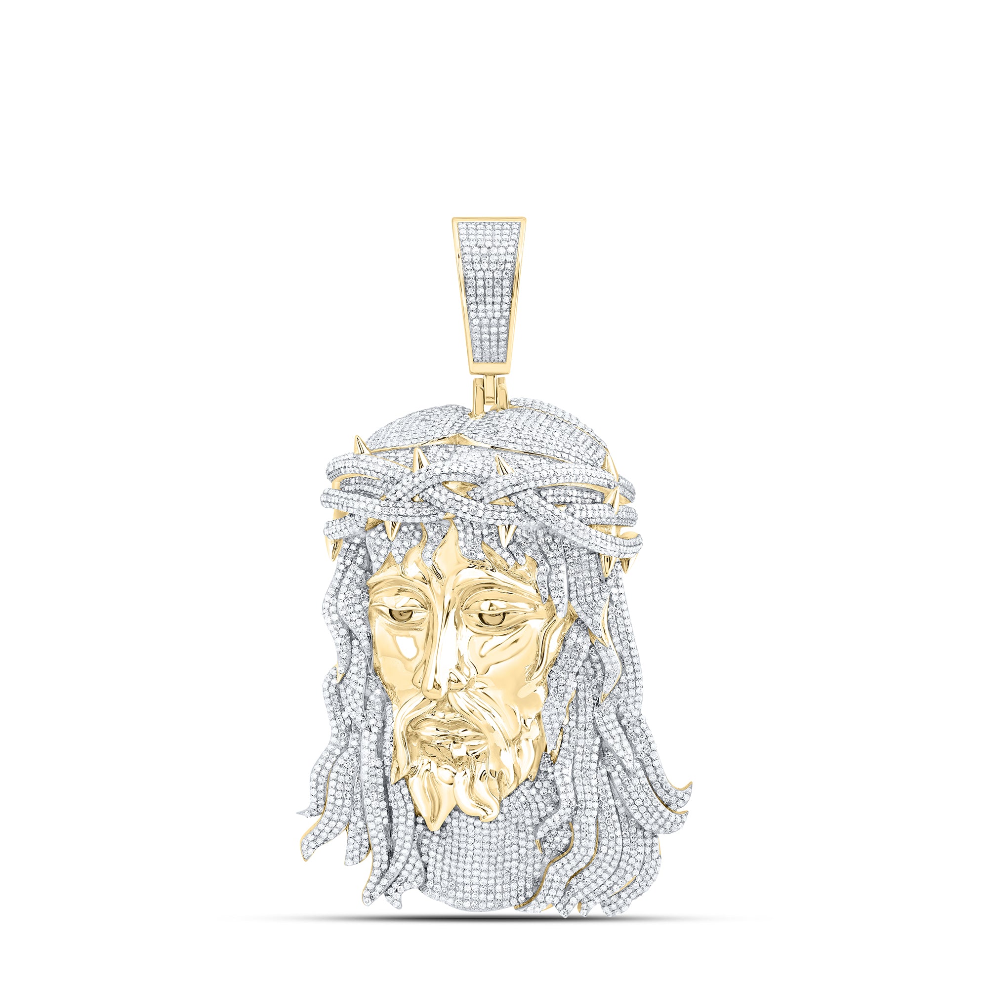 10Kt Gold 11 1/2Ctw-Dia Nk Jesus Face Mens Charm