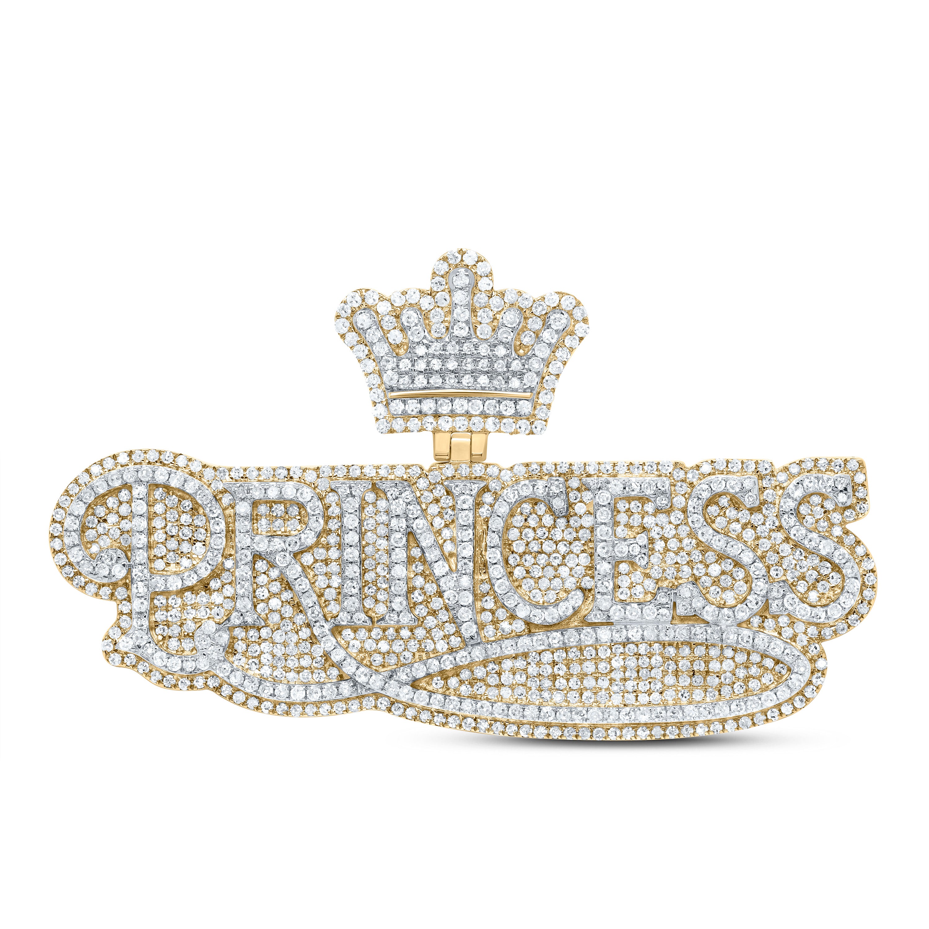 10Kt Gold 3 1/5Ctw-Dia P1 Princess Crown Mens Charm