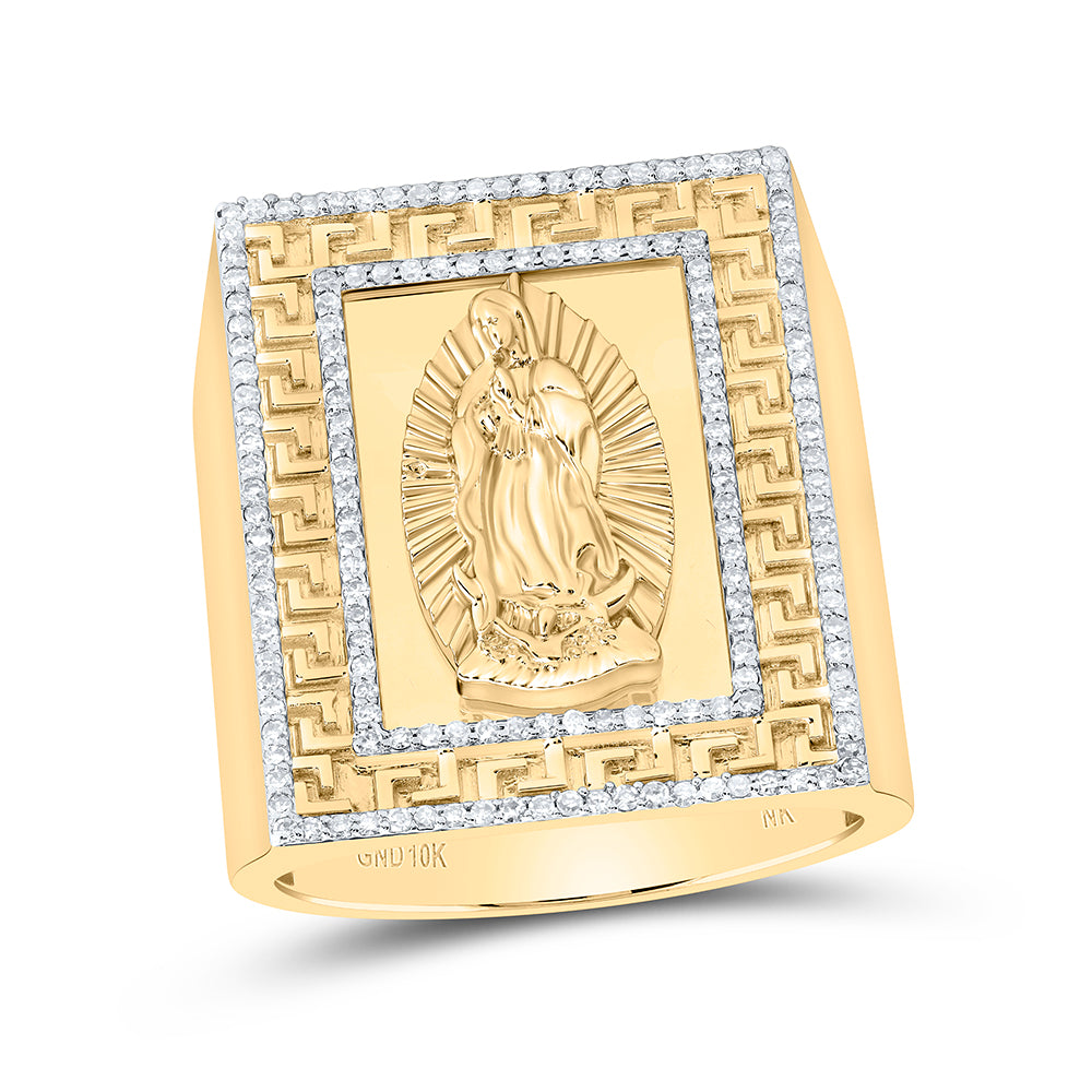 1/2 Ctw-Dia Nk Virgin Mary Mens Ring -1.00 Inch Version  (14.82 grams)