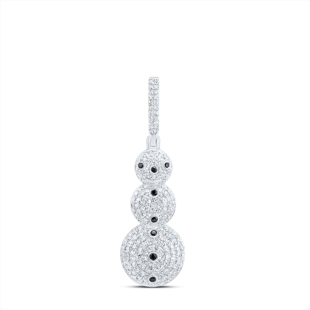 10Kt Gold 3/4Ctw-Dia Nk Rd Black-Dia Fashion Snowman Pendant