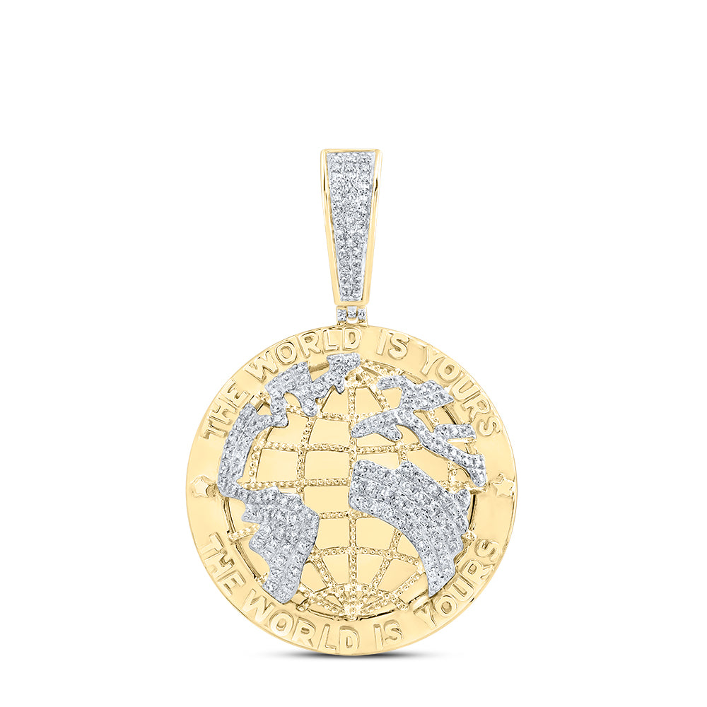 10Kt Gold 7/8Ctw-Dia Nk The World Is Yours" Mens Charm"