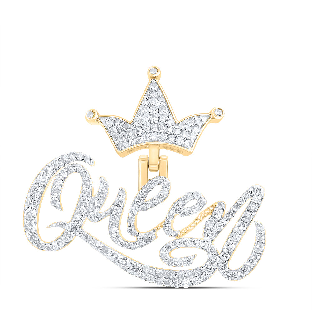 10Kt Gold 3/4Ctw-Dia Nk Fashion Queen" Crown Mens Charm"