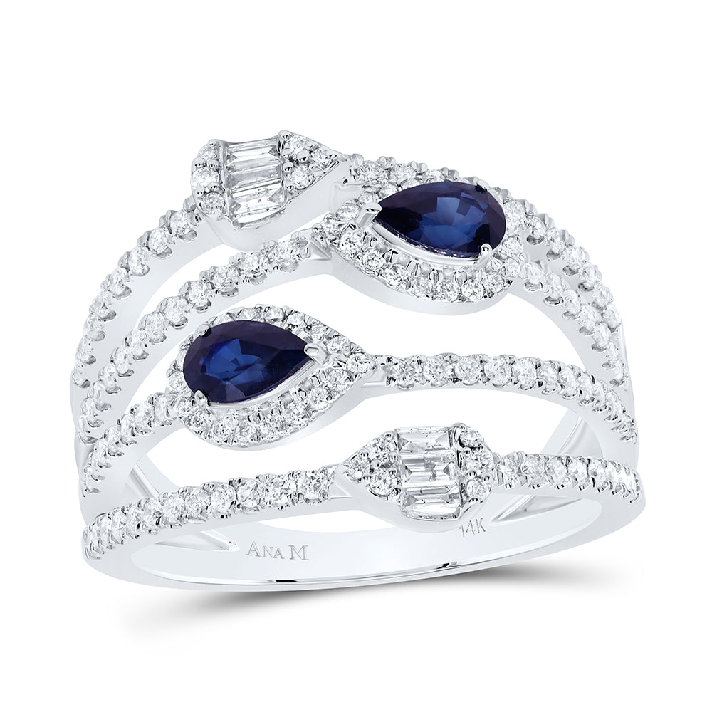 5/8Ctw-Diamond Ana M 1/2Ctw-Ps-Bs Nat Gem Ring (4.8 grams)