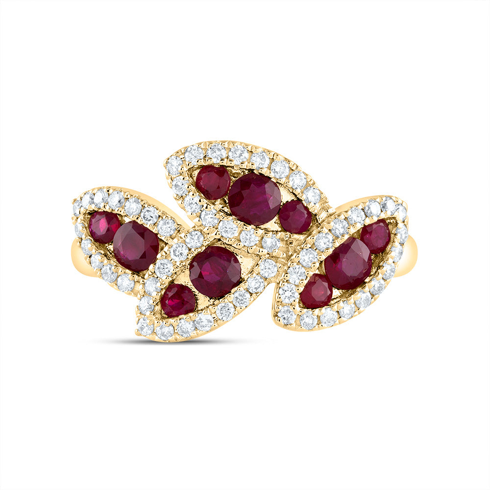 1/3Ctw-Dia Ana M 3/4Ctw Rd-Ru Nat Gem Ring (3.67 grams)