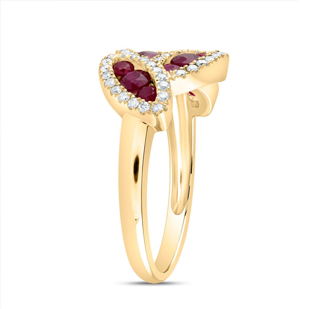 1/3Ctw-Dia Ana M 3/4Ctw Rd-Ru Nat Gem Ring (3.67 grams)