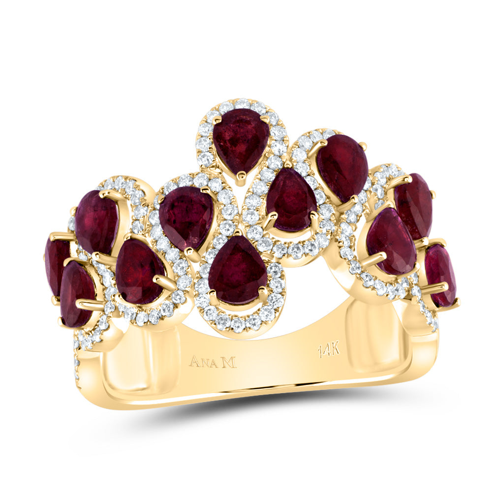 1/2Ctw-Dia Ana M 2 3/8Ctw Ps-Ru Nat Gem Ring (3.76 grams)