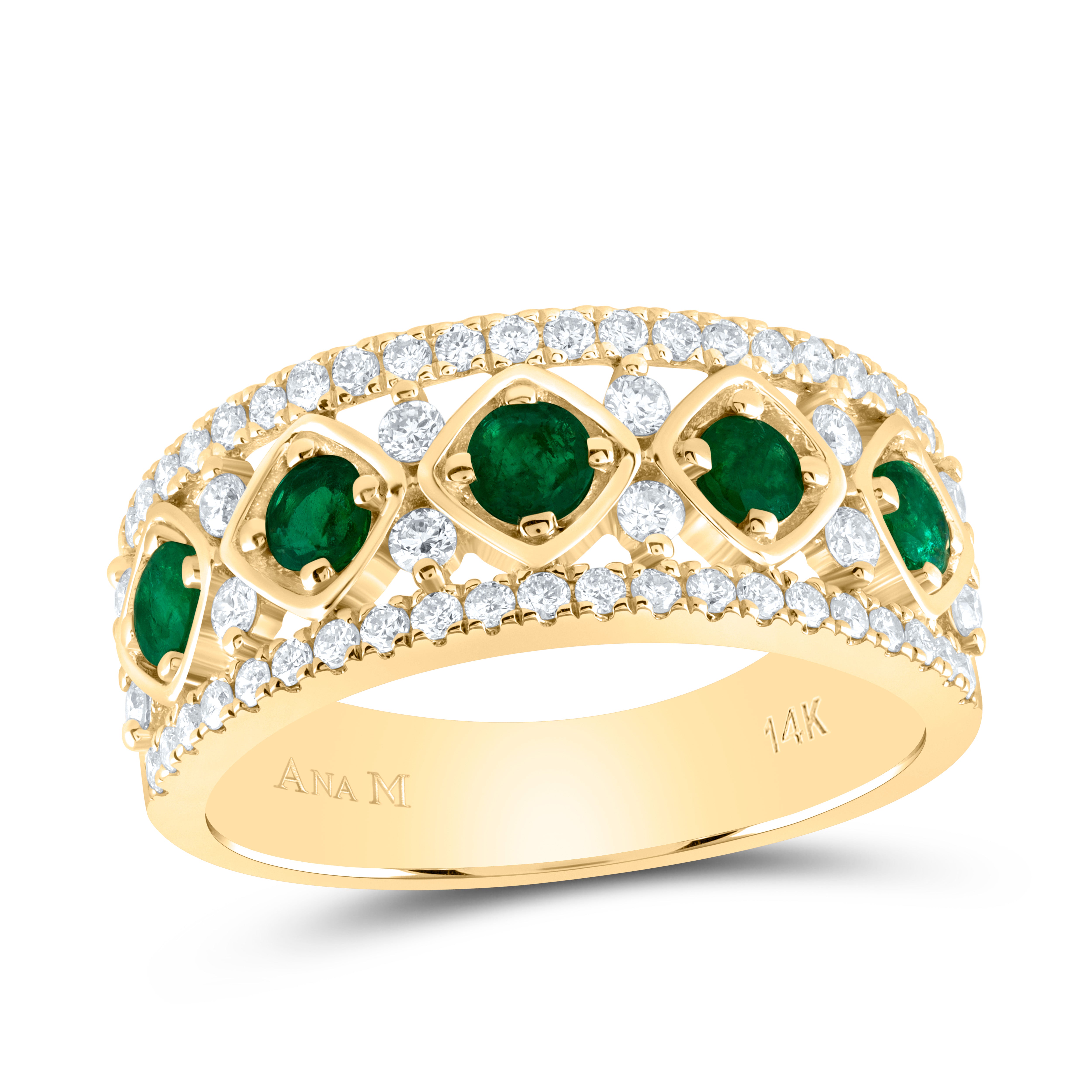 1/2Ctw-Diamond Ana M 1/2Ctw Rd-Em Nat Gem Ring (4.42 grams)