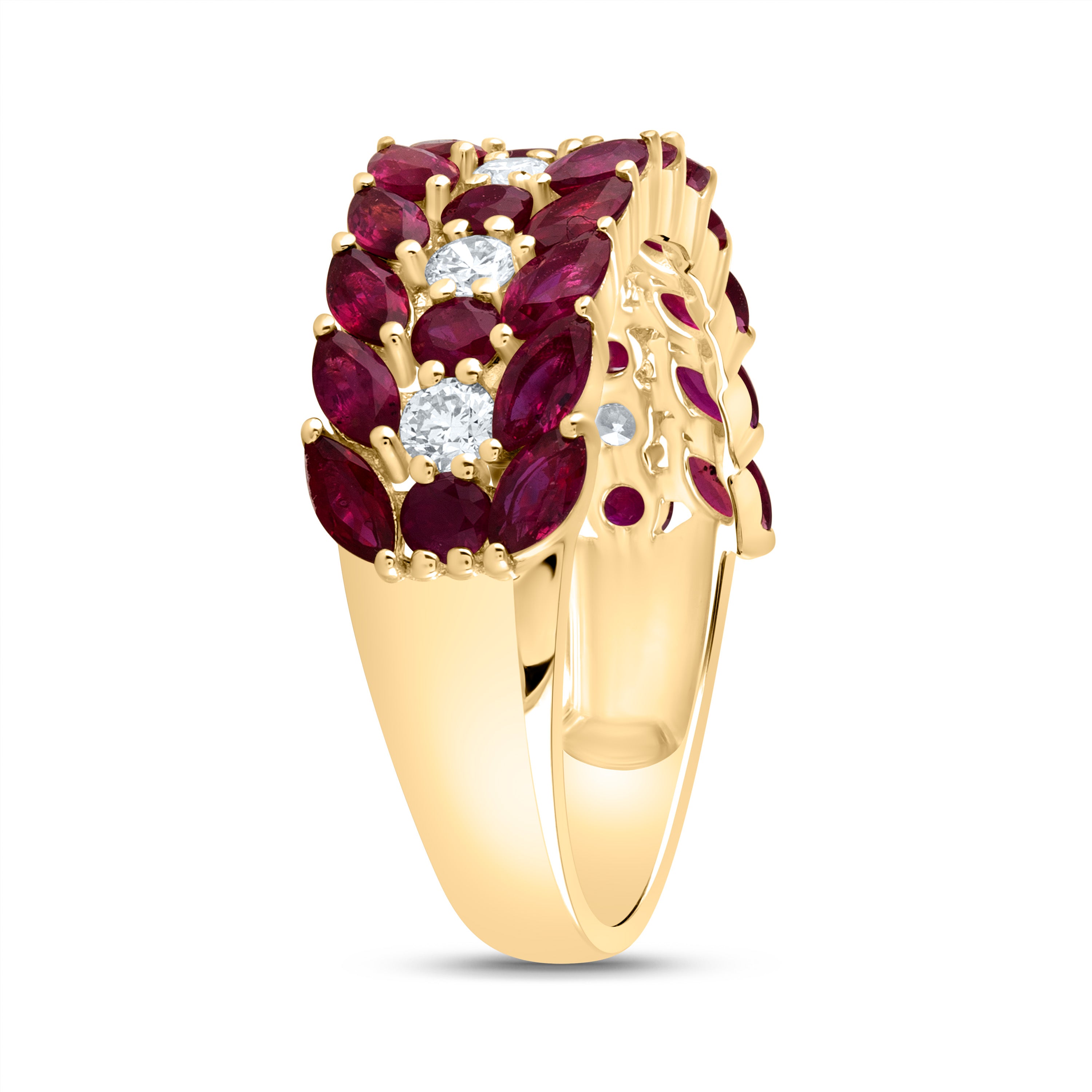 1/3Ctw-Diamond Ana M 2Ctw Mq-Ru, 1/2Ctw Rd-Ru Nat Gem Ring (3.09 grams)