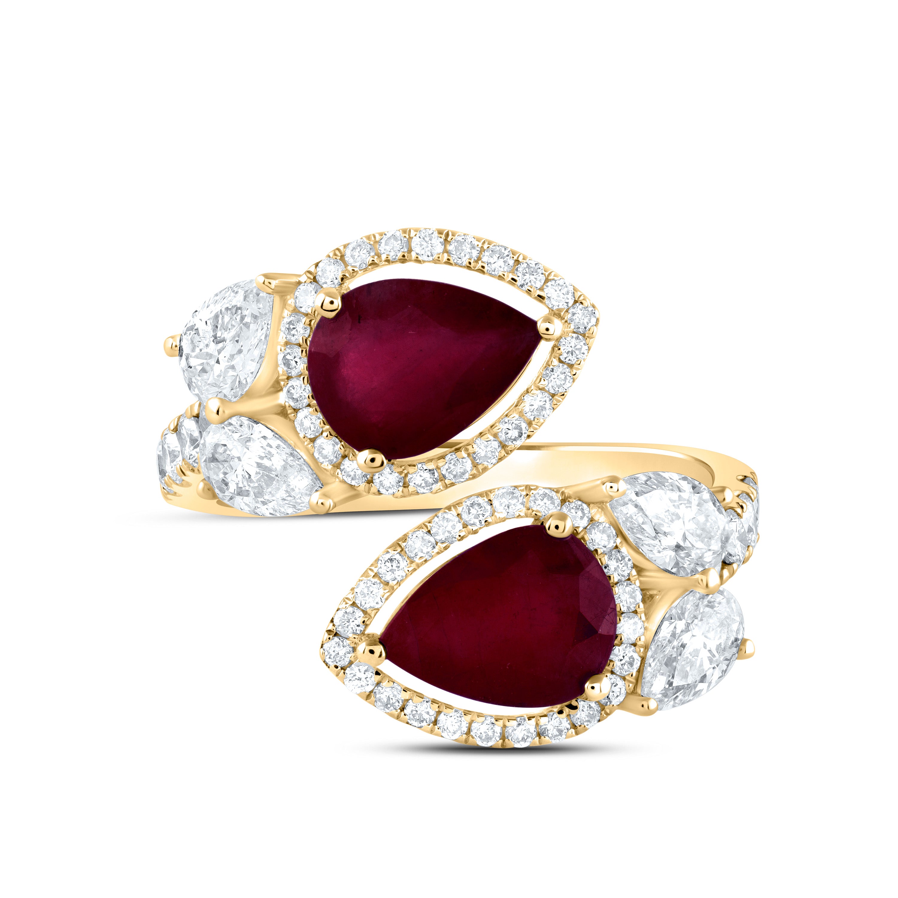 1 3/8Ctw-Diamond Ana M 2 1/3Ctw Ps-Ru Nat Gem Ring (3.44 grams)