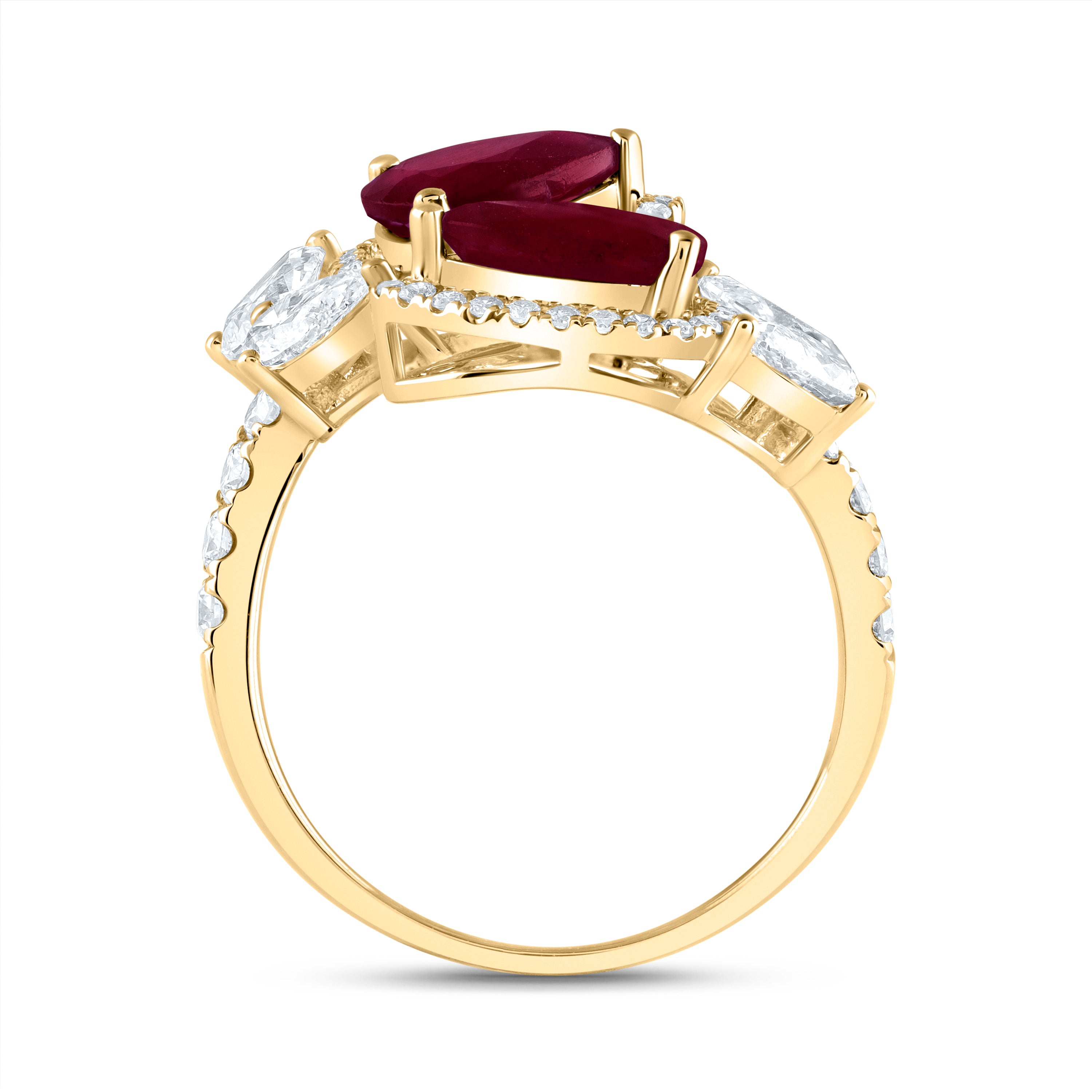 1 3/8Ctw-Diamond Ana M 2 1/3Ctw Ps-Ru Nat Gem Ring (3.44 grams)